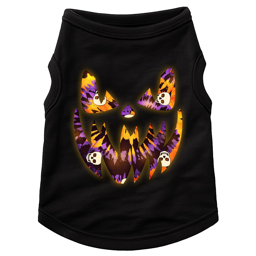 Halloween Tie Dye Jackolantern Face Doggie Tank