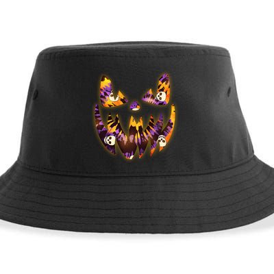 Halloween Tie Dye Jackolantern Face Sustainable Bucket Hat