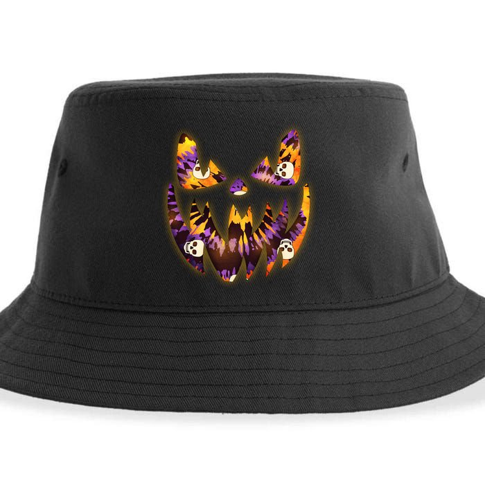 Halloween Tie Dye Jackolantern Face Sustainable Bucket Hat