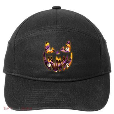 Halloween Tie Dye Jackolantern Face 7-Panel Snapback Hat