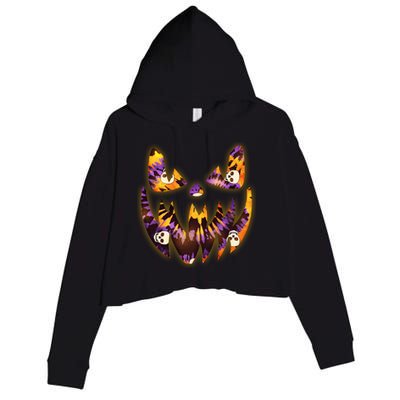 Halloween Tie Dye Jackolantern Face Crop Fleece Hoodie