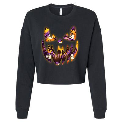 Halloween Tie Dye Jackolantern Face Cropped Pullover Crew