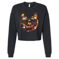 Halloween Tie Dye Jackolantern Face Cropped Pullover Crew