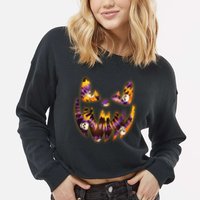 Halloween Tie Dye Jackolantern Face Cropped Pullover Crew