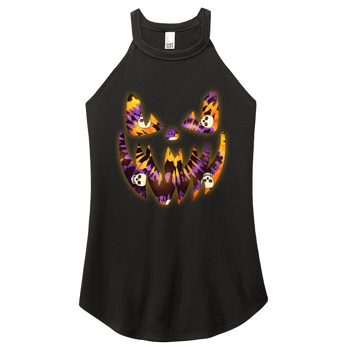 Halloween Tie Dye Jackolantern Face Women's Perfect Tri Rocker Tank