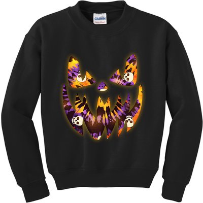 Halloween Tie Dye Jackolantern Face Kids Sweatshirt