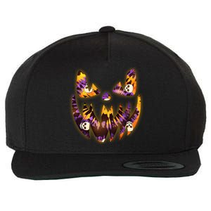 Halloween Tie Dye Jackolantern Face Wool Snapback Cap