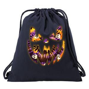 Halloween Tie Dye Jackolantern Face Drawstring Bag