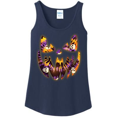 Halloween Tie Dye Jackolantern Face Ladies Essential Tank