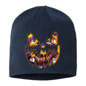 Halloween Tie Dye Jackolantern Face Sustainable Beanie