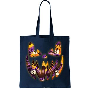 Halloween Tie Dye Jackolantern Face Tote Bag