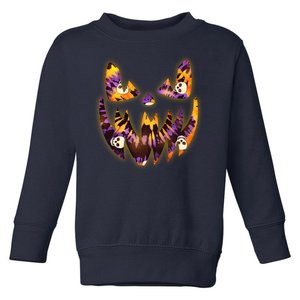 Halloween Tie Dye Jackolantern Face Toddler Sweatshirt