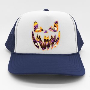 Halloween Tie Dye Jackolantern Face Trucker Hat