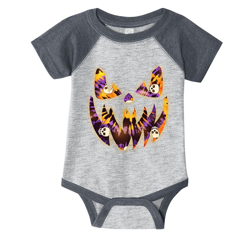 Halloween Tie Dye Jackolantern Face Infant Baby Jersey Bodysuit