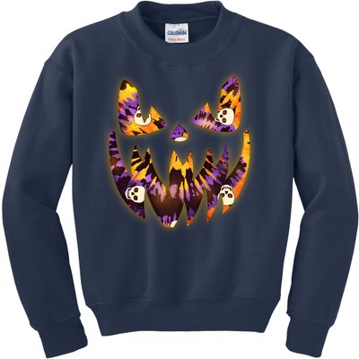 Halloween Tie Dye Jackolantern Face Kids Sweatshirt