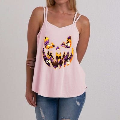 Halloween Tie Dye Jackolantern Face Women's Strappy Tank