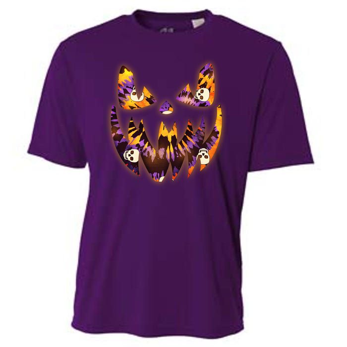 Halloween Tie Dye Jackolantern Face Cooling Performance Crew T-Shirt