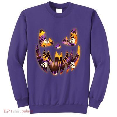 Halloween Tie Dye Jackolantern Face Sweatshirt