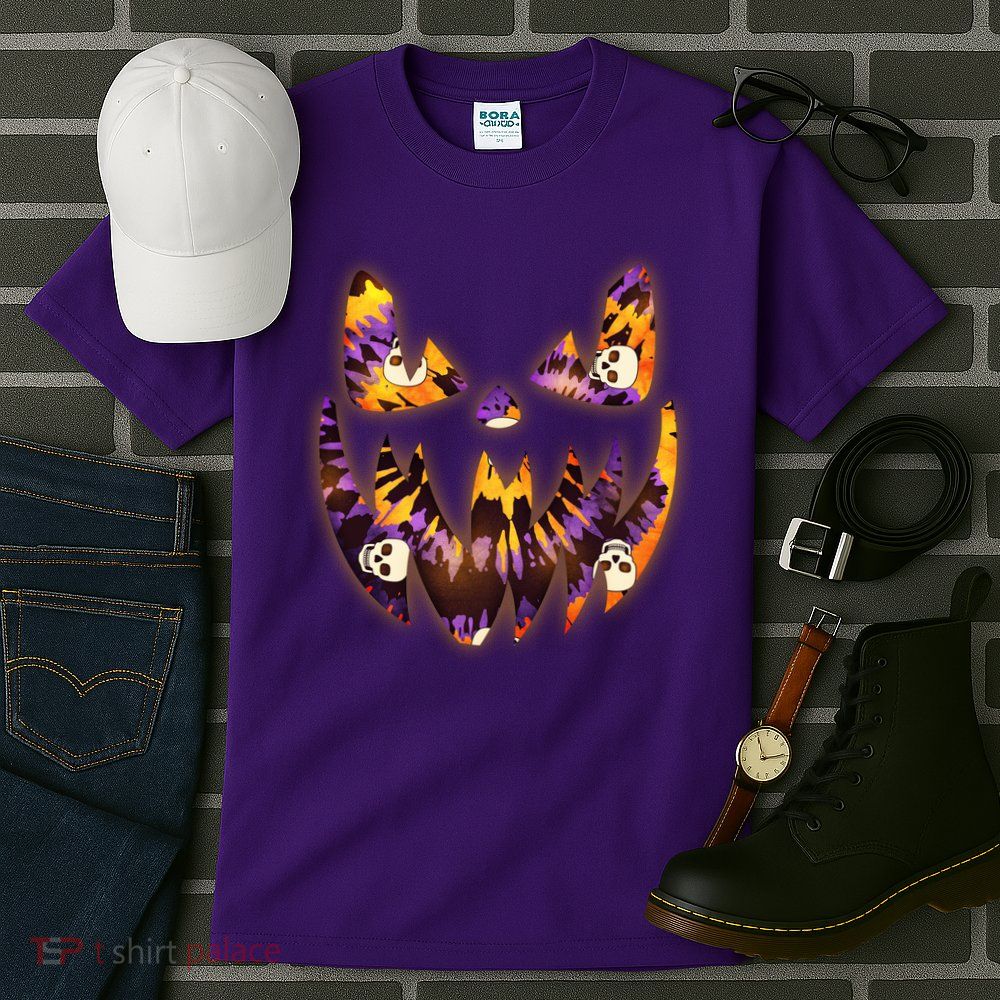Halloween Tie Dye Jackolantern Face Tall T-Shirt