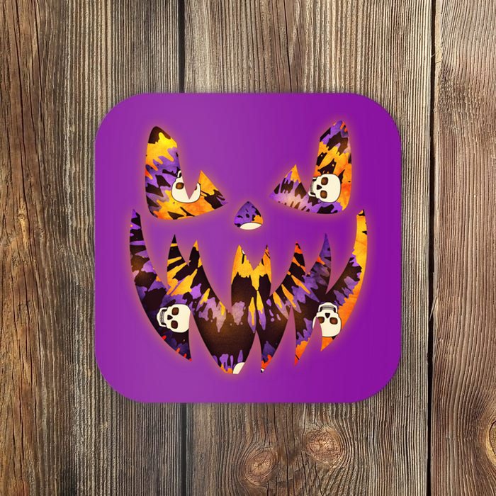 Halloween Tie Dye Jackolantern Face Coaster