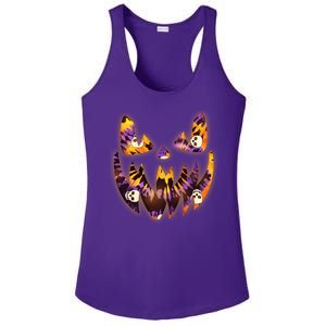 Halloween Tie Dye Jackolantern Face Ladies PosiCharge Competitor Racerback Tank