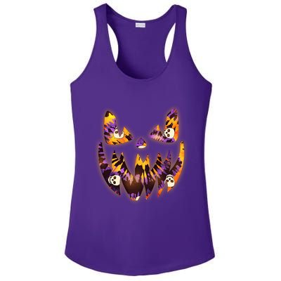 Halloween Tie Dye Jackolantern Face Ladies PosiCharge Competitor Racerback Tank