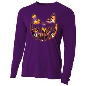 Halloween Tie Dye Jackolantern Face Cooling Performance Long Sleeve Crew