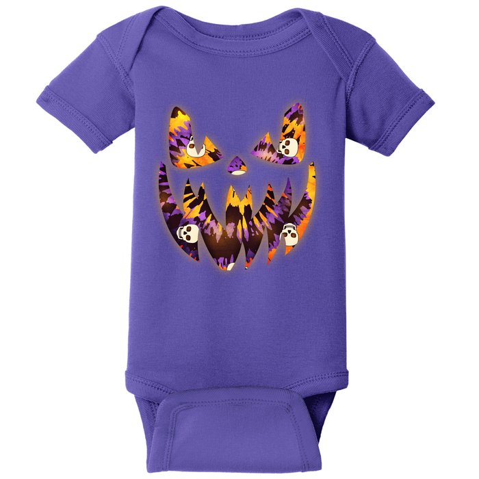 Halloween Tie Dye Jackolantern Face Baby Bodysuit