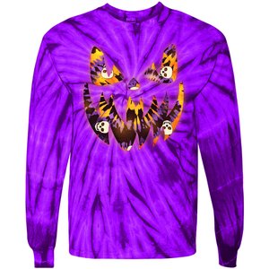 Halloween Tie Dye Jackolantern Face Tie-Dye Long Sleeve Shirt