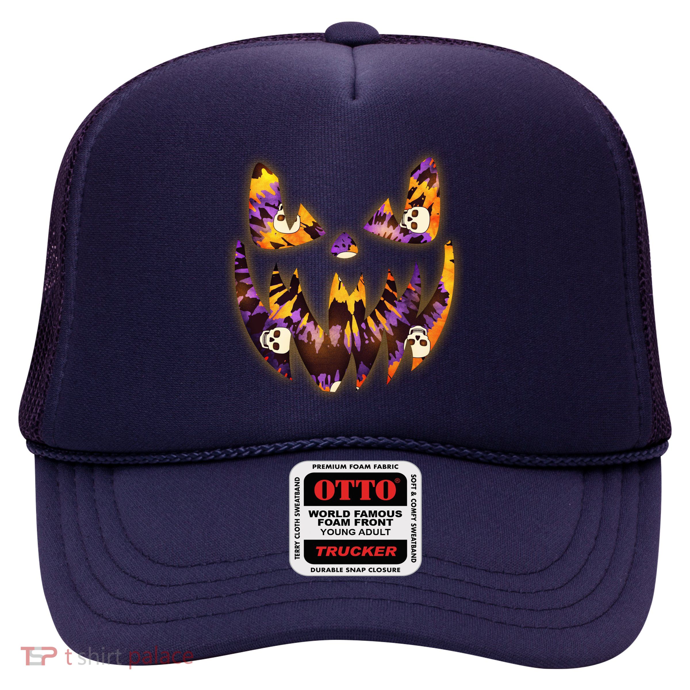 Halloween Tie Dye Jackolantern Face Trucker Hat