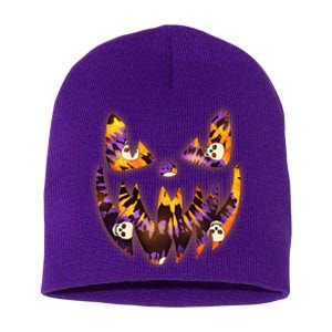 Halloween Tie Dye Jackolantern Face Short Acrylic Beanie