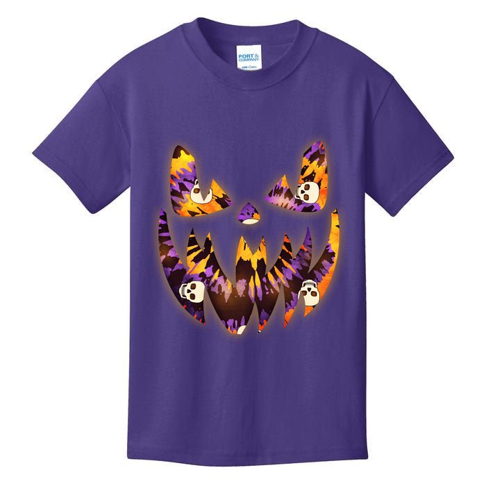 Halloween Tie Dye Jackolantern Face Kids T-Shirt