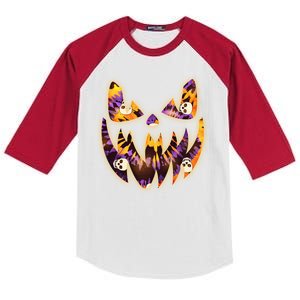 Halloween Tie Dye Jackolantern Face Kids Colorblock Raglan Jersey