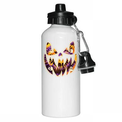 Halloween Tie Dye Jackolantern Face Aluminum Water Bottle