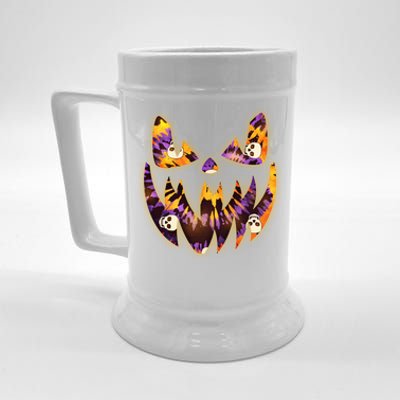 Halloween Tie Dye Jackolantern Face Beer Stein