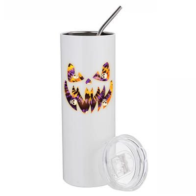 Halloween Tie Dye Jackolantern Face Stainless Steel Tumbler