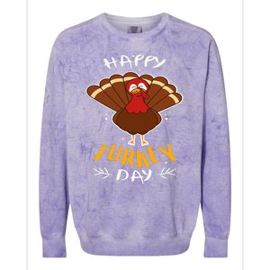 Happy Turkey Day  Funny Thanksgiving Day Holiday Gift Colorblast Crewneck Sweatshirt