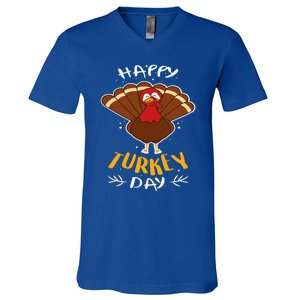 Happy Turkey Day  Funny Thanksgiving Day Holiday Gift V-Neck T-Shirt