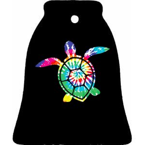 Hawaiian Tie Dye Sea Turtle Cute Sea Turtle Lover Ceramic Bell Ornament