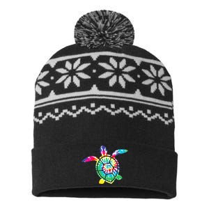 Hawaiian Tie Dye Sea Turtle Cute Sea Turtle Lover USA-Made Snowflake Beanie