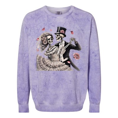 Halloween Thrills Dancing Skeleton Couple Cyborg Zombie Colorblast Crewneck Sweatshirt