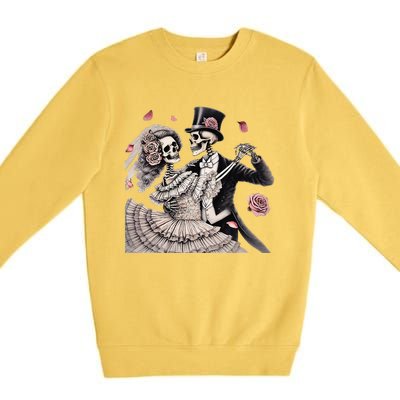 Halloween Thrills Dancing Skeleton Couple Cyborg Zombie Premium Crewneck Sweatshirt