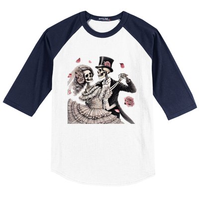 Halloween Thrills Dancing Skeleton Couple Cyborg Zombie Baseball Sleeve Shirt