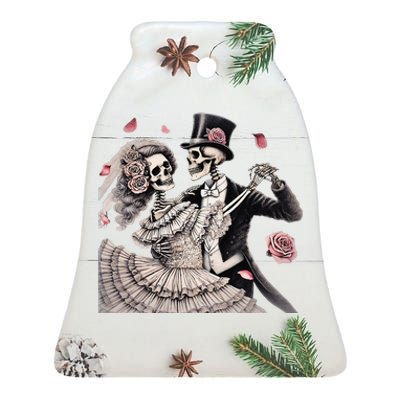 Halloween Thrills Dancing Skeleton Couple Cyborg Zombie Ceramic Bell Ornament