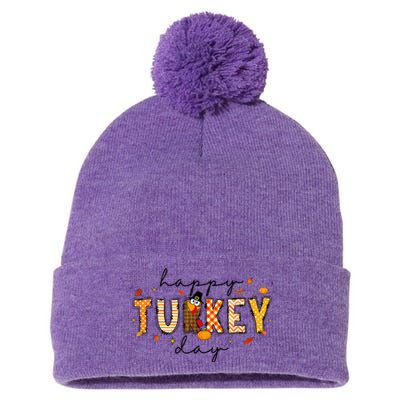 Happy Turkey Day Pom Pom 12in Knit Beanie