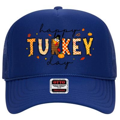 Happy Turkey Day High Crown Mesh Back Trucker Hat