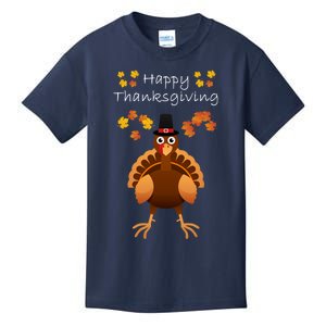 Happy Thanksgiving Day Funny Cute Pilgrim Turkey Kids T-Shirt