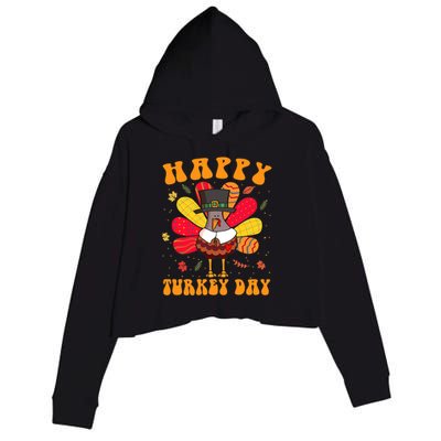 Happy Turkey Day Cute Little Pilgrim Thanksgiving Costume Crop Fleece Hoodie