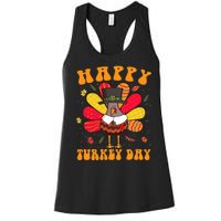 Happy Turkey Day Cute Little Pilgrim Thanksgiving Costume Women's Racerback Tank