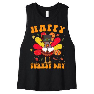 Happy Turkey Day Cute Little Pilgrim Thanksgiving Costume Women's Racerback Cropped Tank